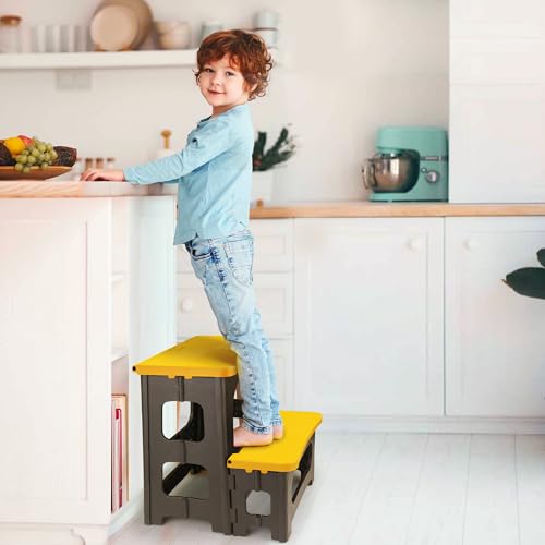 Folding 2-Step Stool, Non-Slip Portable Footstool, Black V884
