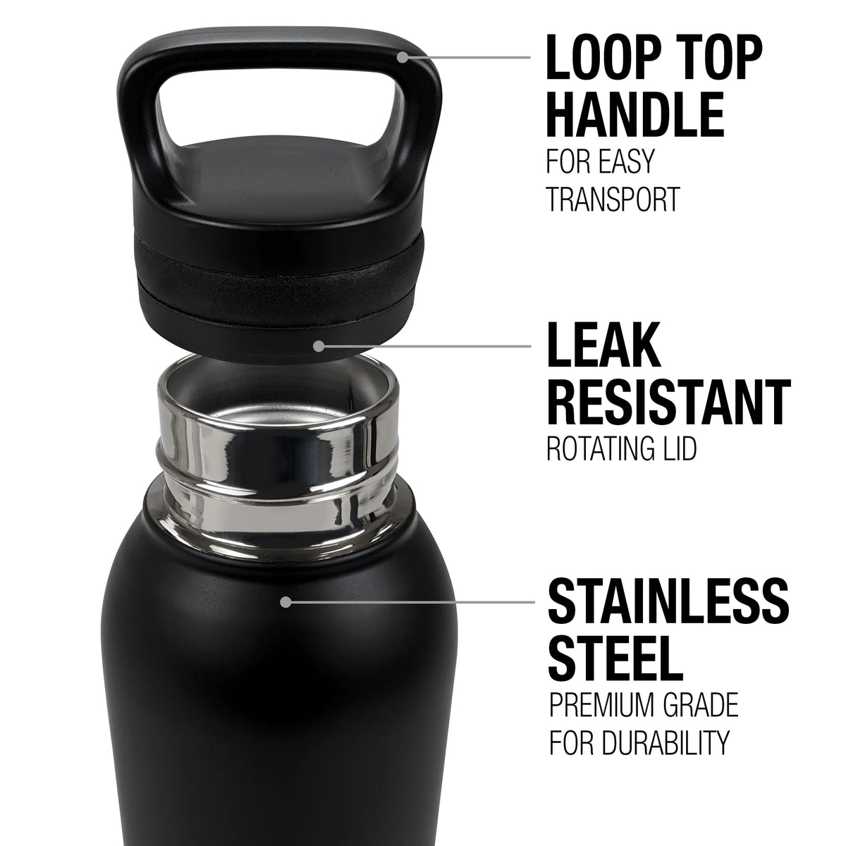 Black Vacuum Insulated Stainless Steel Water Bottle M883