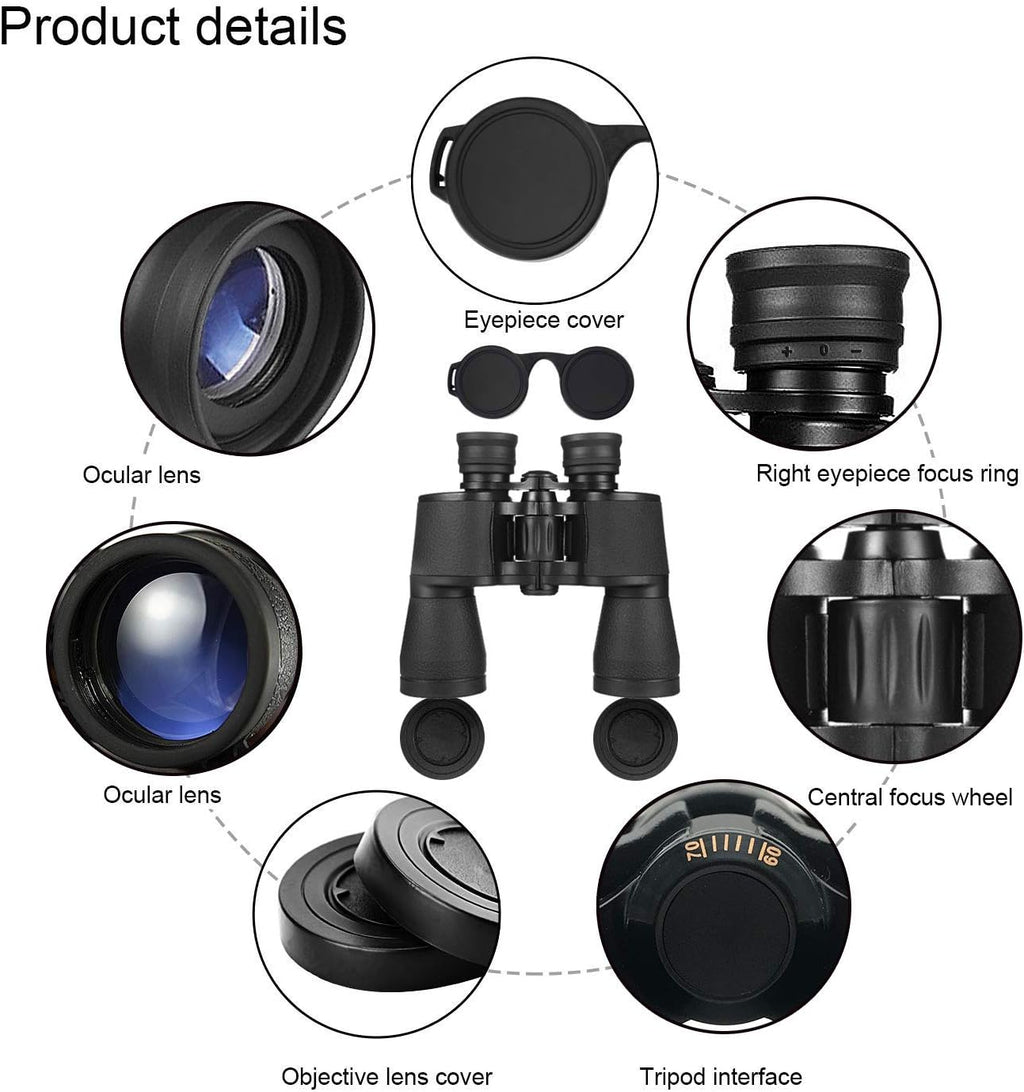 20x50 Compact HD Waterproof Binoculars with Strap Carrying Bag H55776