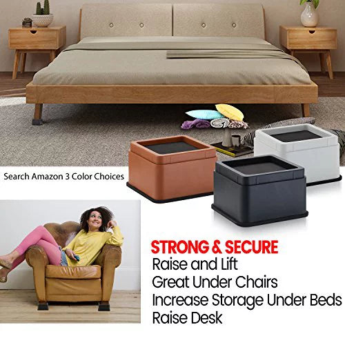 White Square Stackable Bed and Furniture Risers J8250