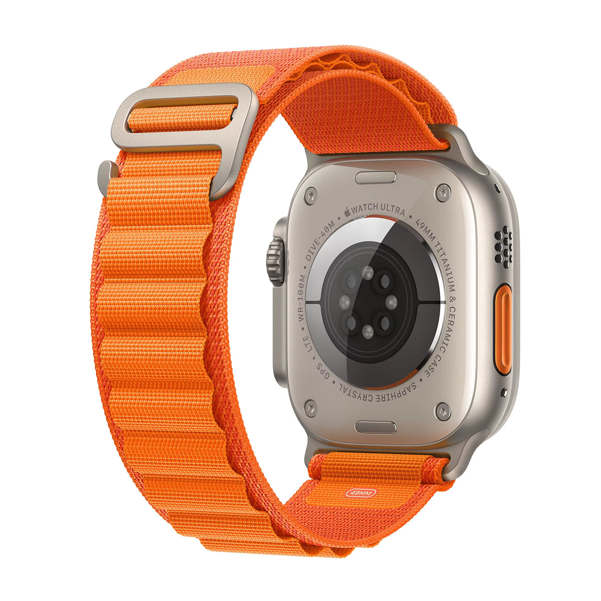 Apple Watch Ultra 49mm Smart Watch with Rugged Titanium Case & Orange Alpine Loop Small K694293
