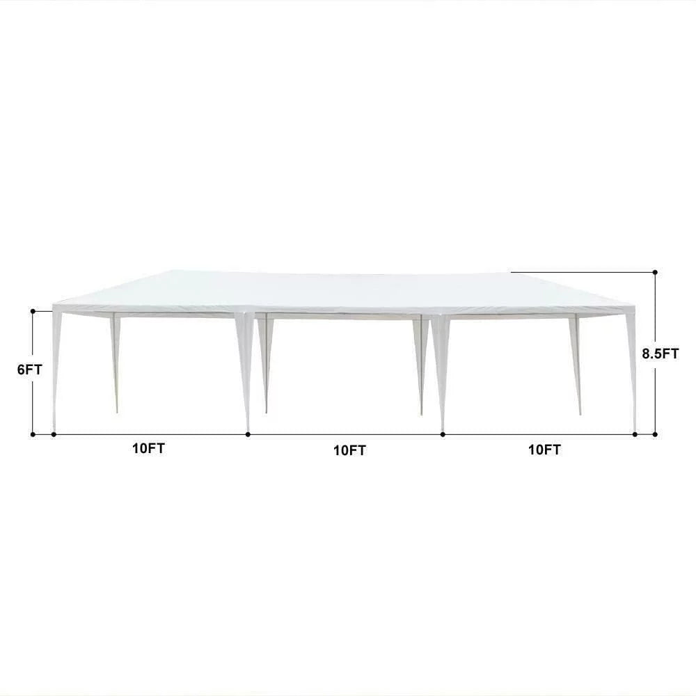 10'x30' White Outdoor Canopy Tent with 8 Side Walls Q860