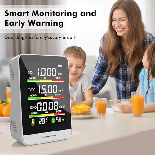 8-in-1 Air Quality Monitor with CO2, TVOC, HCHO, AQI, Temperature & Humidity Z315553