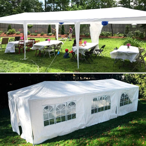 10'x30' White Outdoor Canopy Tent with 8 Side Walls Q860