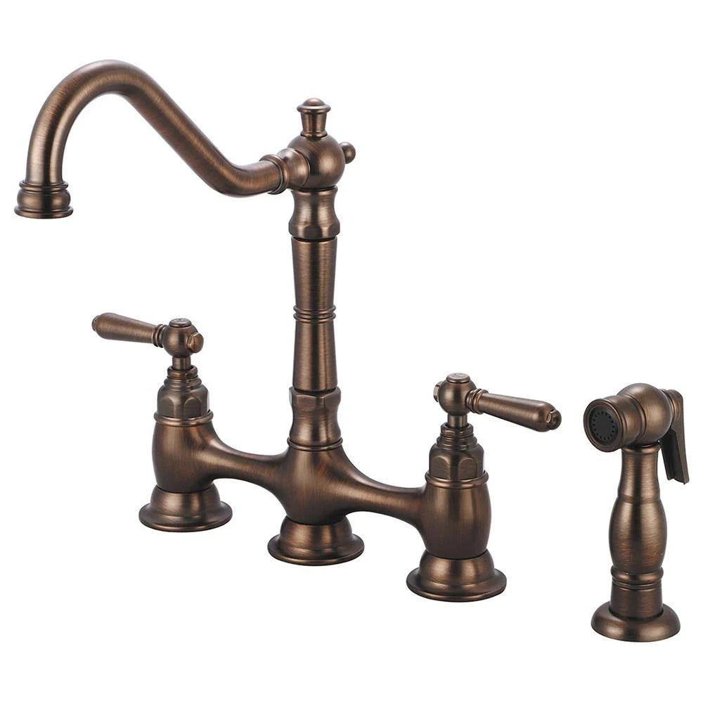 2-Handle Bridge Kitchen Faucet with Side Sprayer in Oil Rubbed Bronze H202