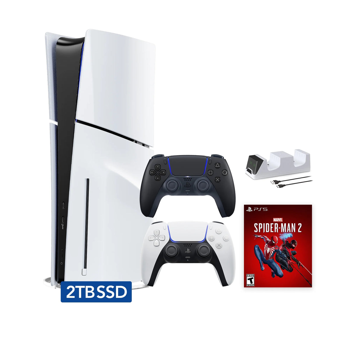 White 2TB SSD PS5 Gaming Console with Two Controllers Y5700