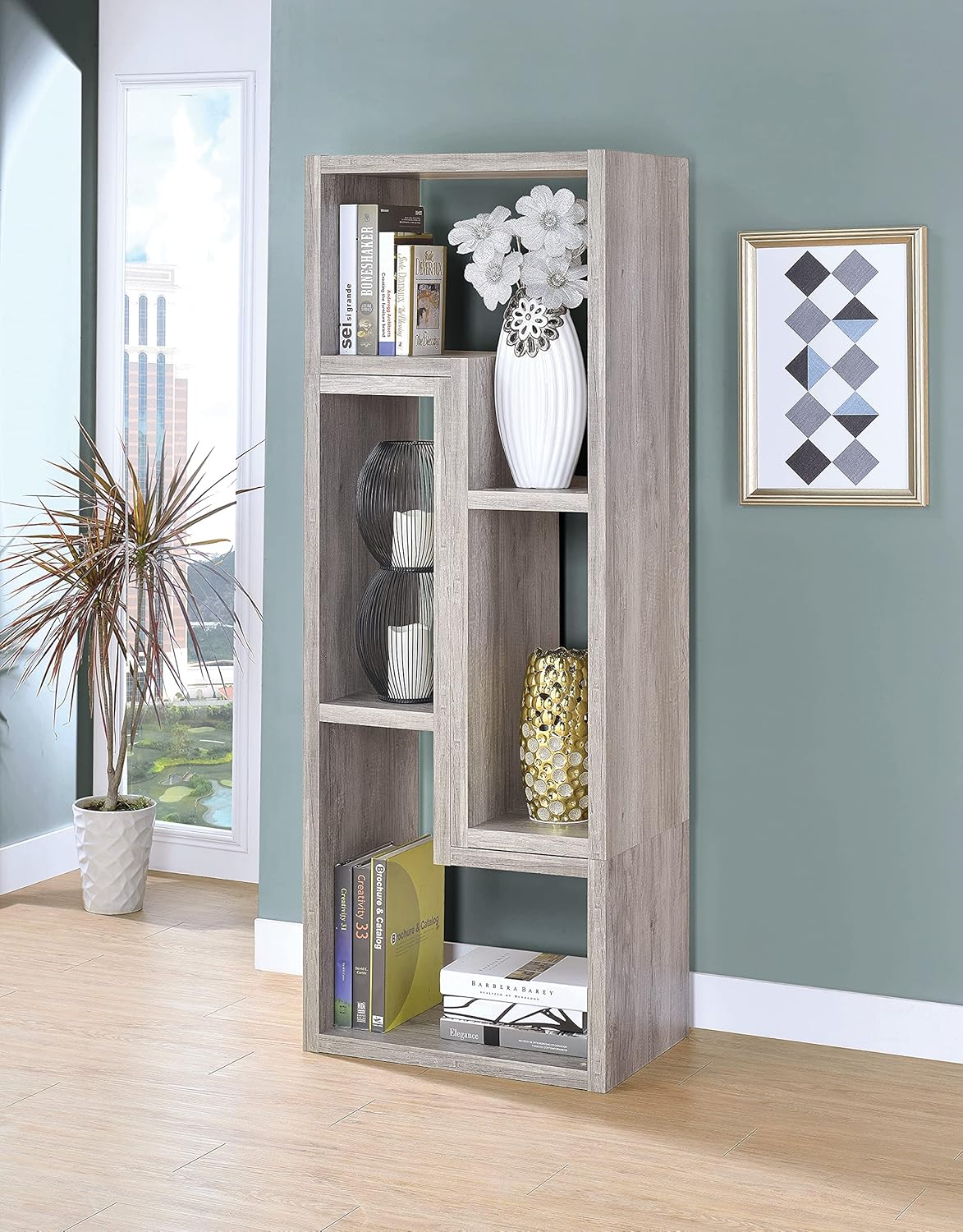 Grey Driftwood Convertible Bookcase TV Stand S62680
