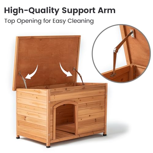 Outdoor Wooden Dog House with Wooden Floor (34" W x 25" D x 23" H) R5982