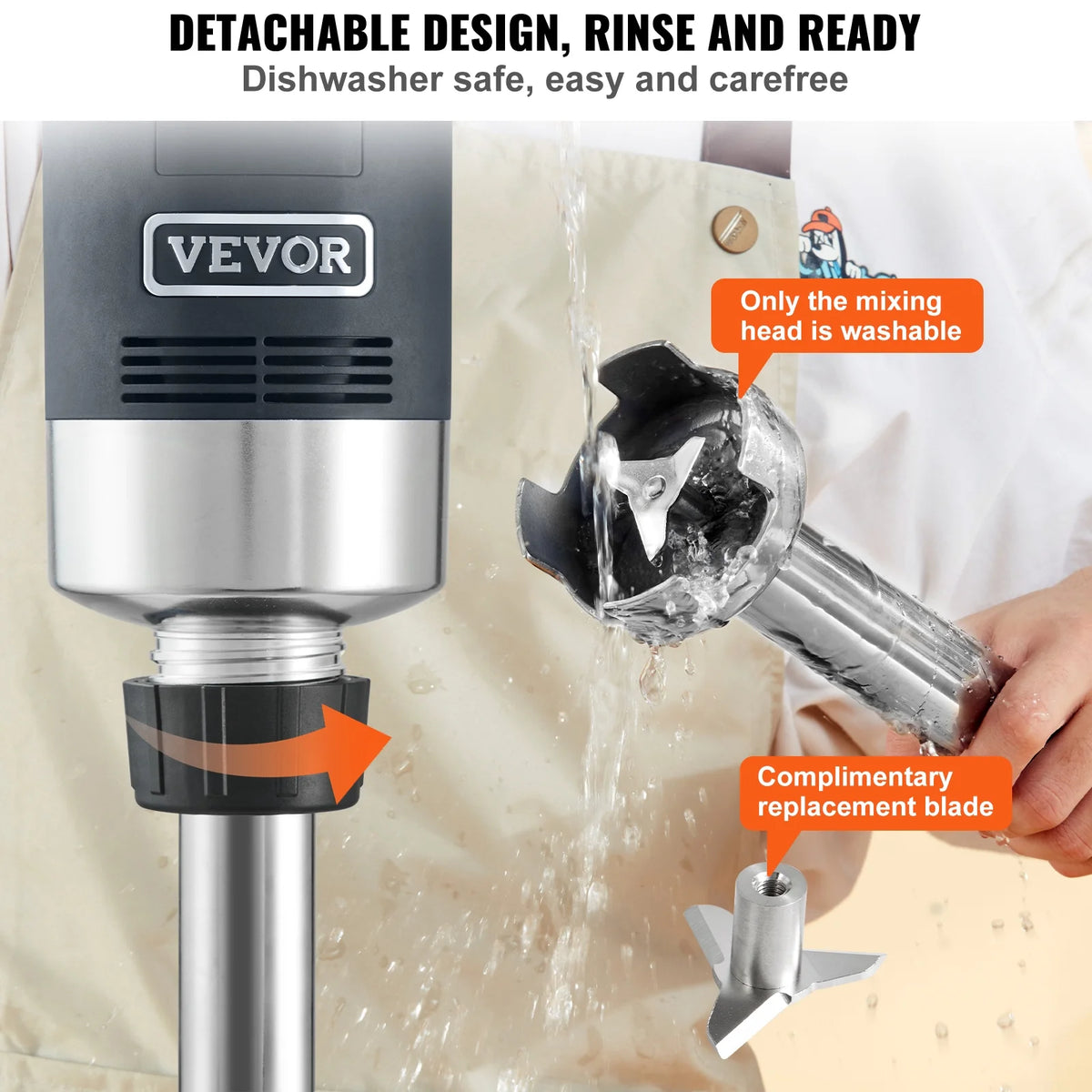 Commercial Immersion Blender Heavy Duty Hand Mixer 750W Variable Speed L7651
