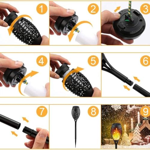 4 Pack Solar Torch Light with Flickering Flame, Waterproof Solar Garden Lights A1759