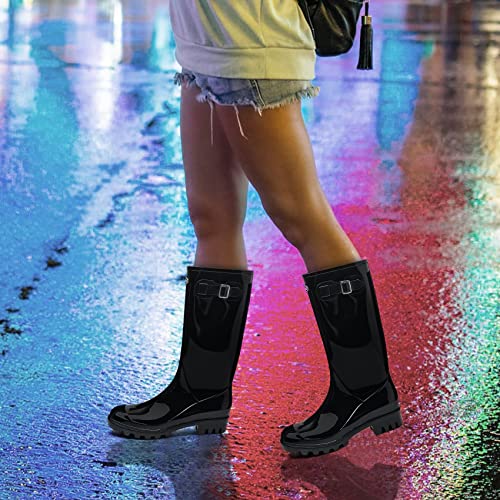 Women's Tall Rain Boots Waterproof Wellington Rubber Boots B564