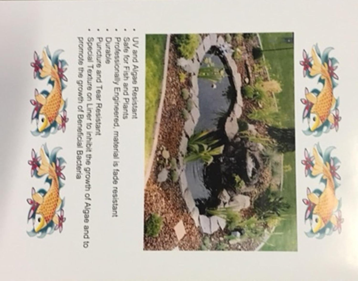 Water Garden Fountain KIT with Liner & Pump 9' X 6' Liner & 5 Water Lilies H2507