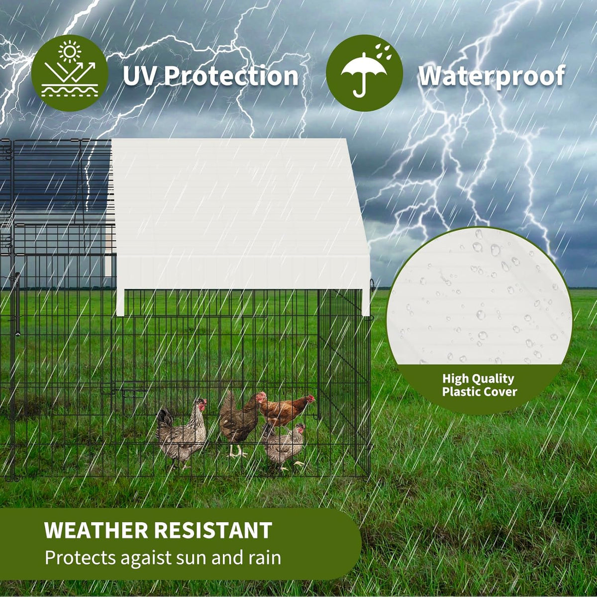 87" x 41" Metal Chicken Coop with Cover I2846