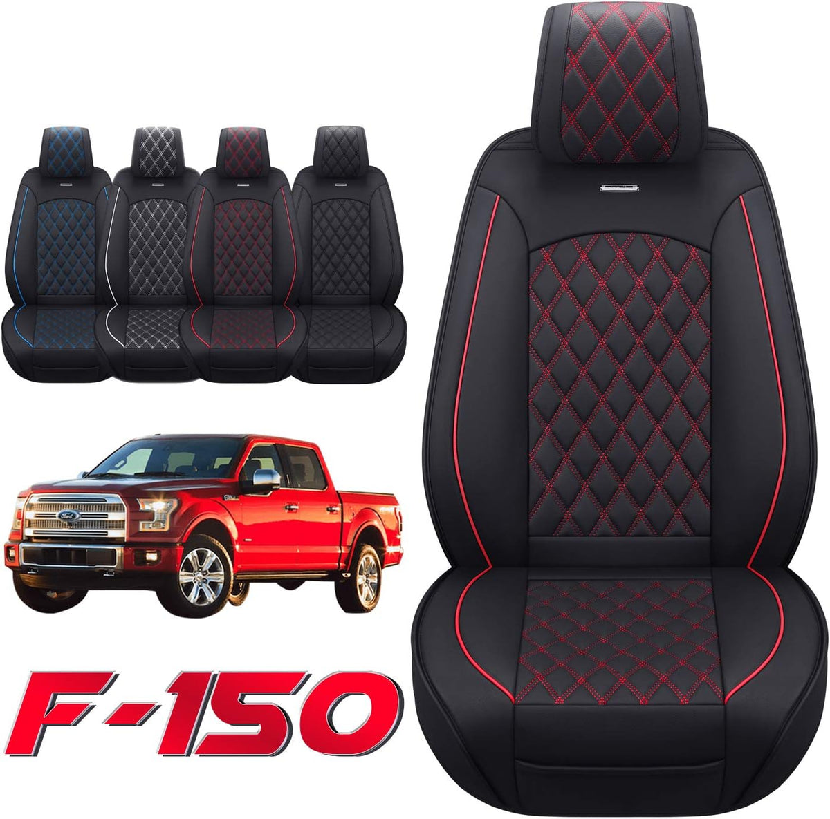 Waterproof Leather Car Seat Covers Full Set Black and Blue E8580