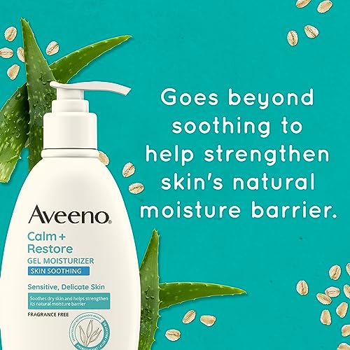 Calm + Restore Body Moisturizer Gel for Sensitive Skin, Lightweight Moisturizer with Aloe Vera, Prebiotic Oat and Pro-Vitamin B5, Fragrance Free, 12 OZ G49235