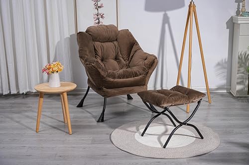 Blue Upholstered Lounge Chair with Ottoman R1974