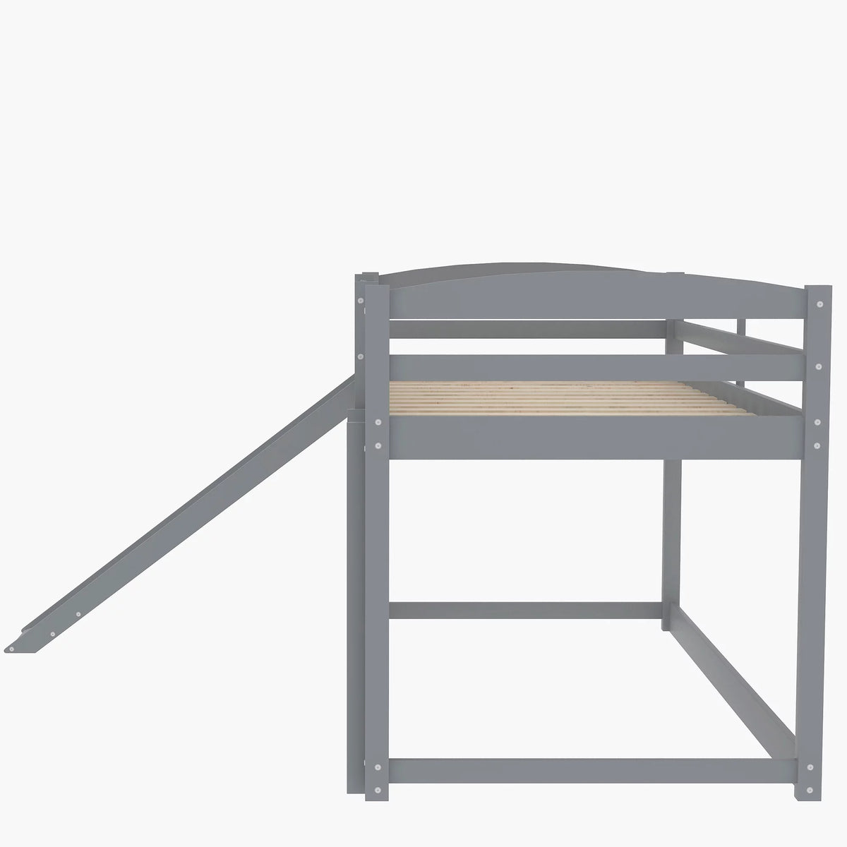 Gray Twin Over Twin Wood Bunk Bed with Slide and Ladder Y983
