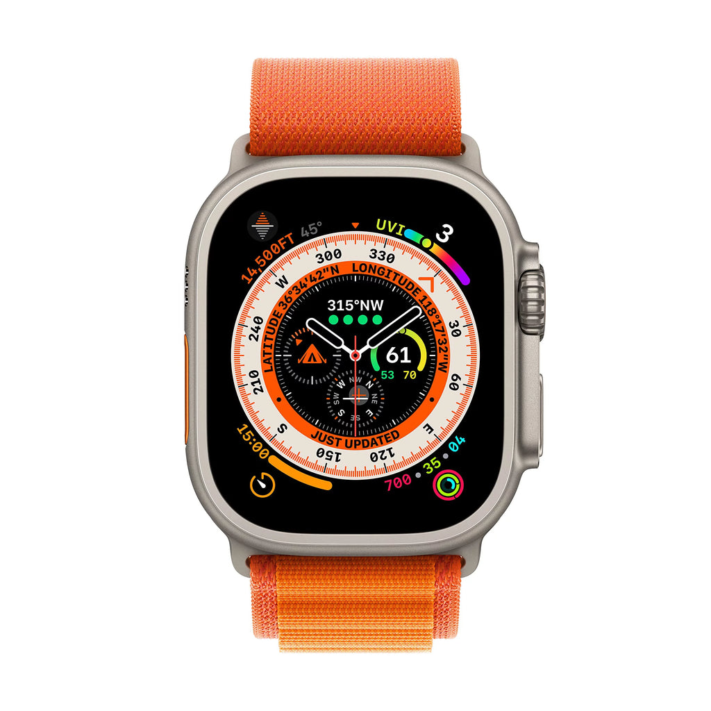 Apple Watch Ultra 49mm Smart Watch with Rugged Titanium Case & Orange Alpine Loop Small K694293