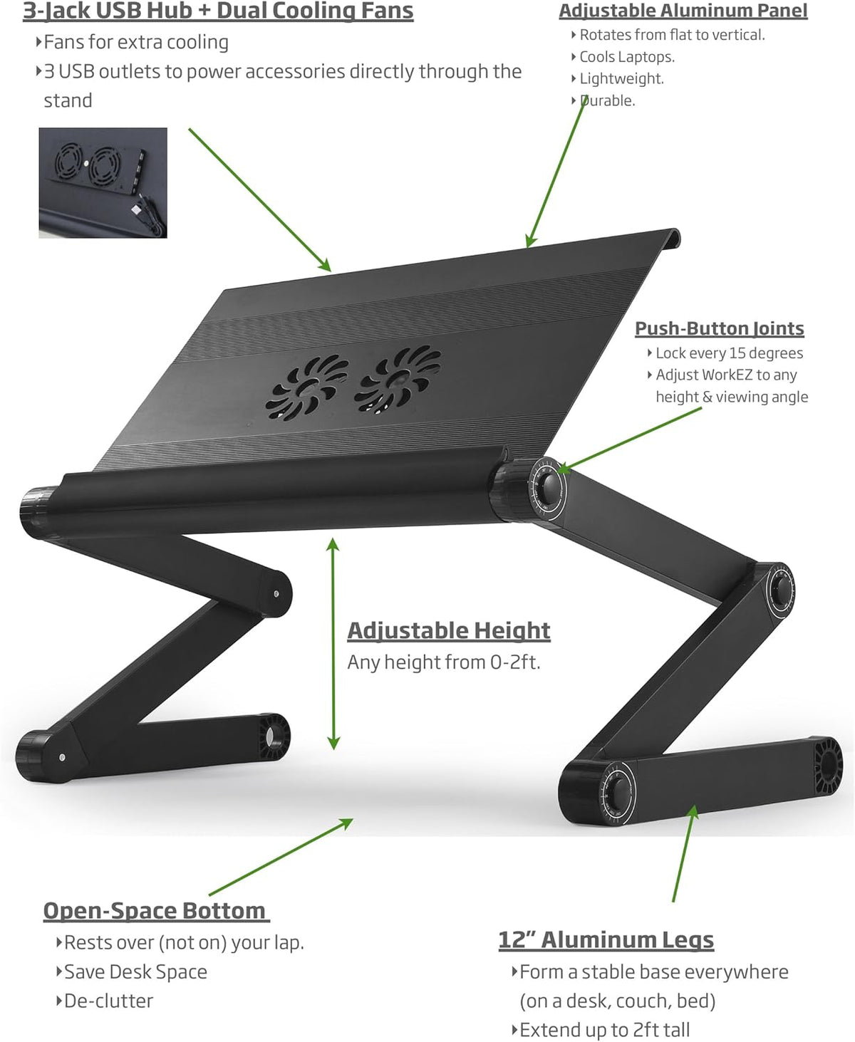 Adjustable Laptop Cooling Stand with 2 Fans & 3 USB Ports D6299