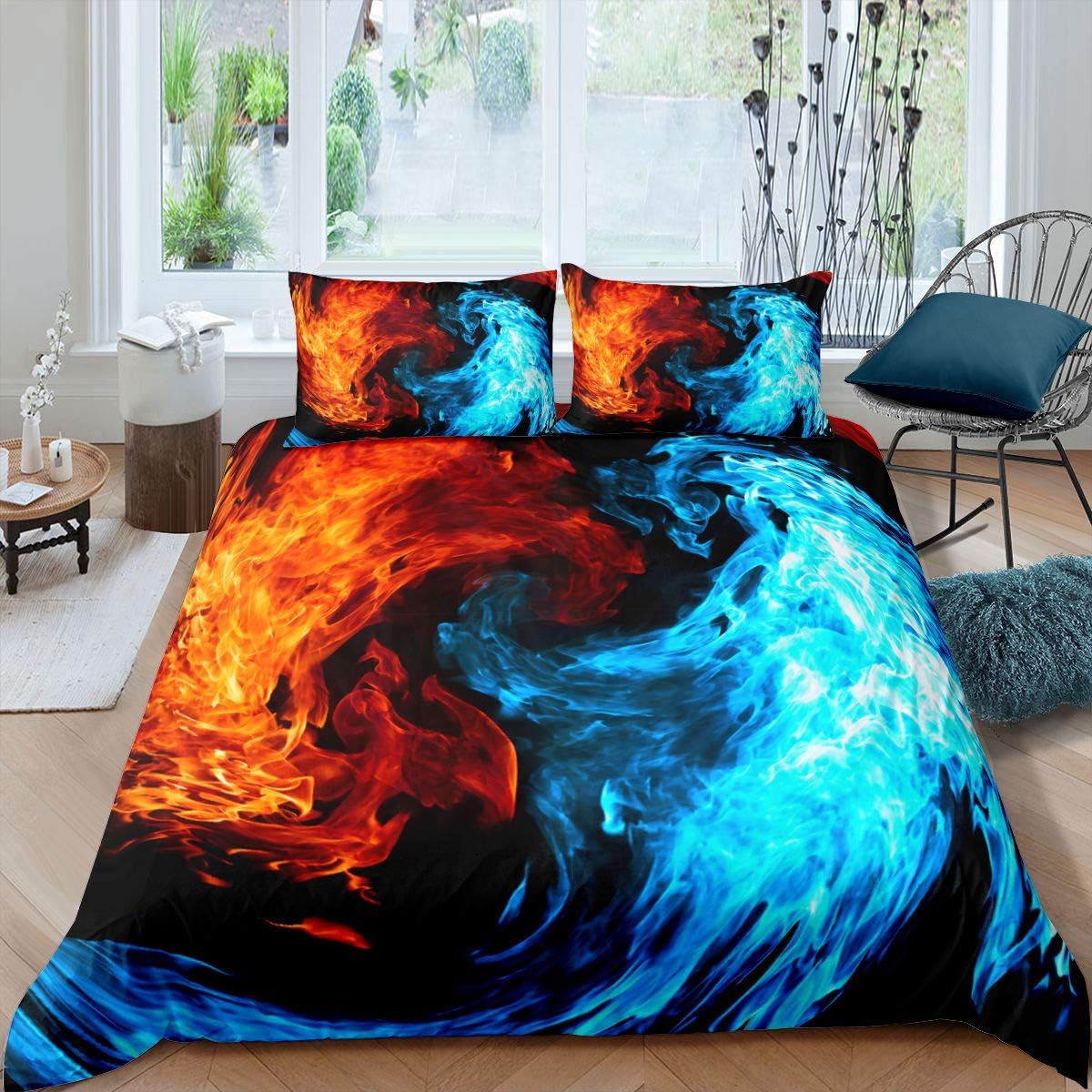 Black White Twin Size Kids Soccer Comforter Cover Bedding Set G126609