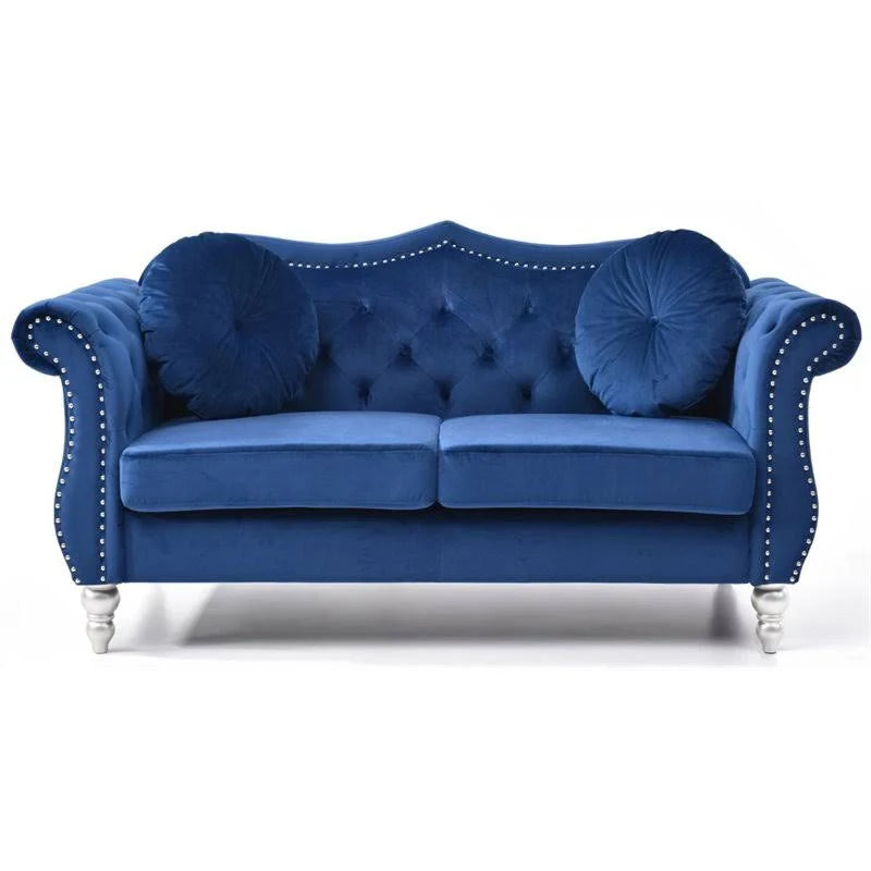 Navy Blue Velvet Loveseat T703465