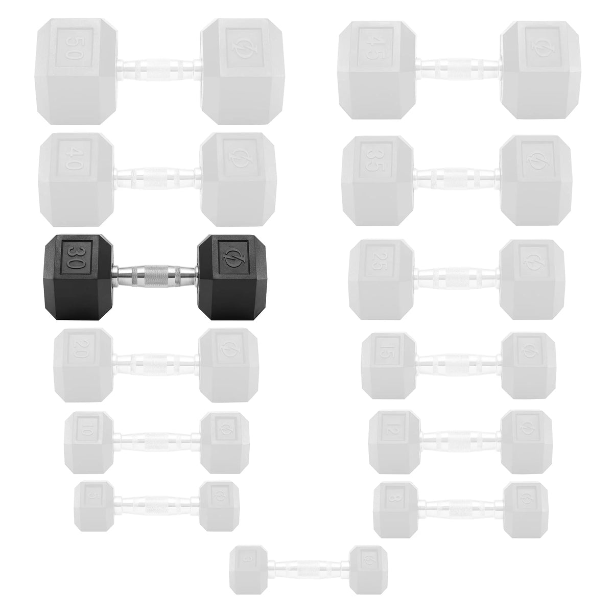 45 lbs Rubber Coated Hex Dumbbell T93135