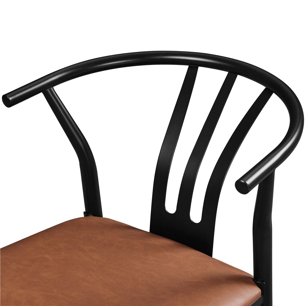 Set of 2 Brown PU Leather Dining Chair V22476