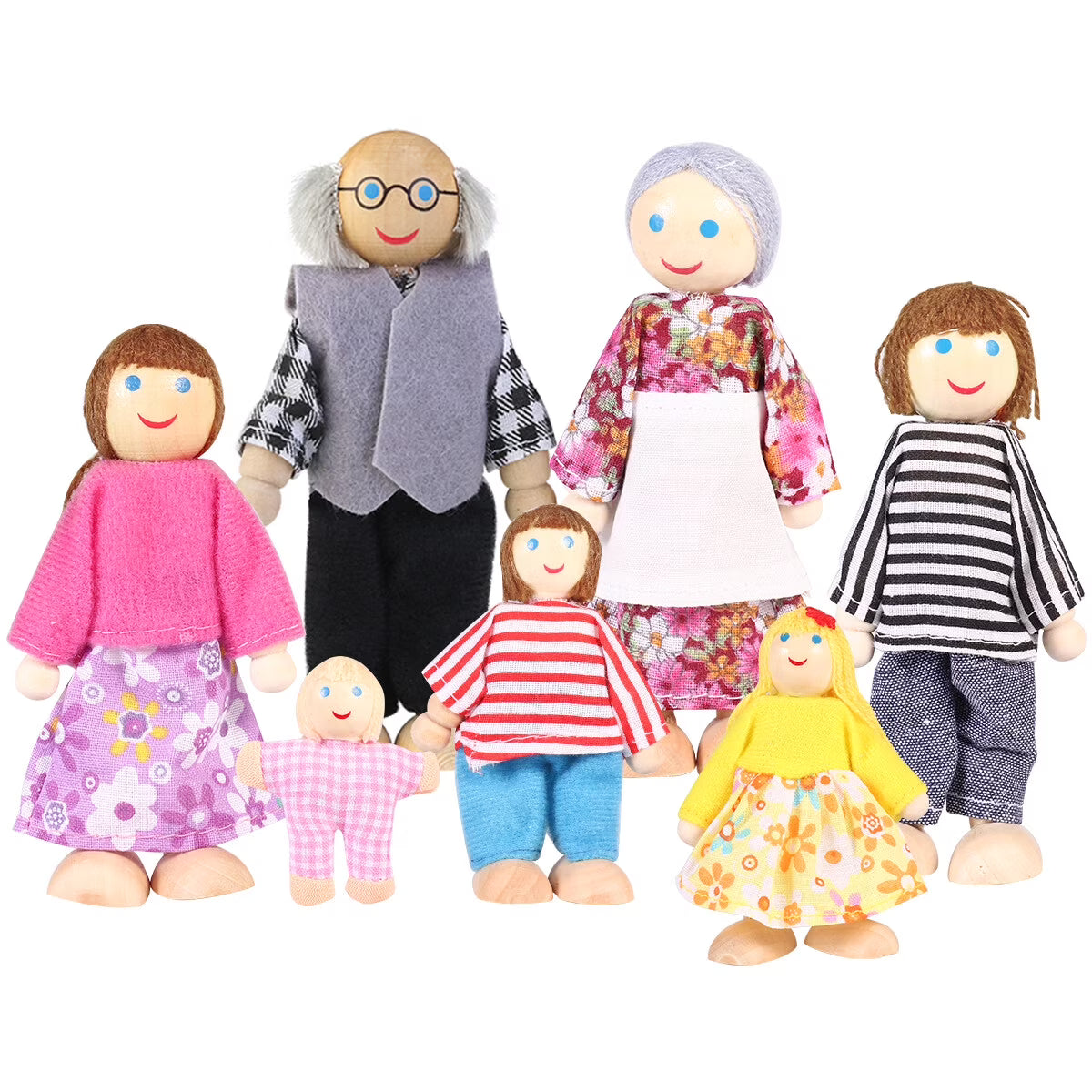 Wooden Dolls Playset Set of 7 People F220
