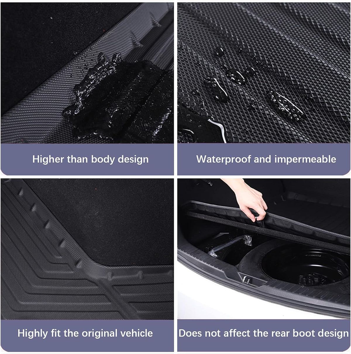 Black TPO Waterproof Rear Cargo Tray Trunk Floor Mat I69415