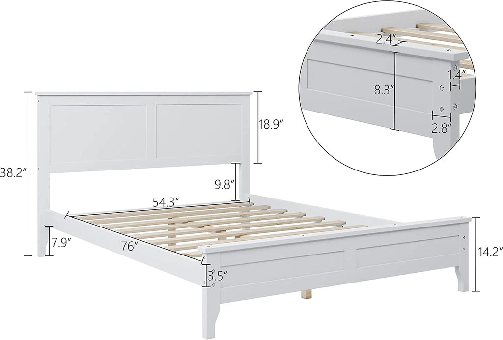 White 3 Piece Wood Bedroom Furniture Set with Full Size Bed B382