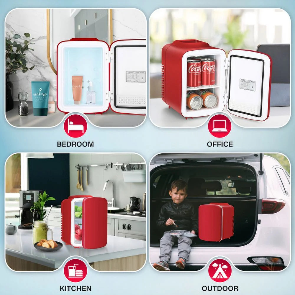 Portable Mini Fridge Cooler and Warmer 4L Red Q215527