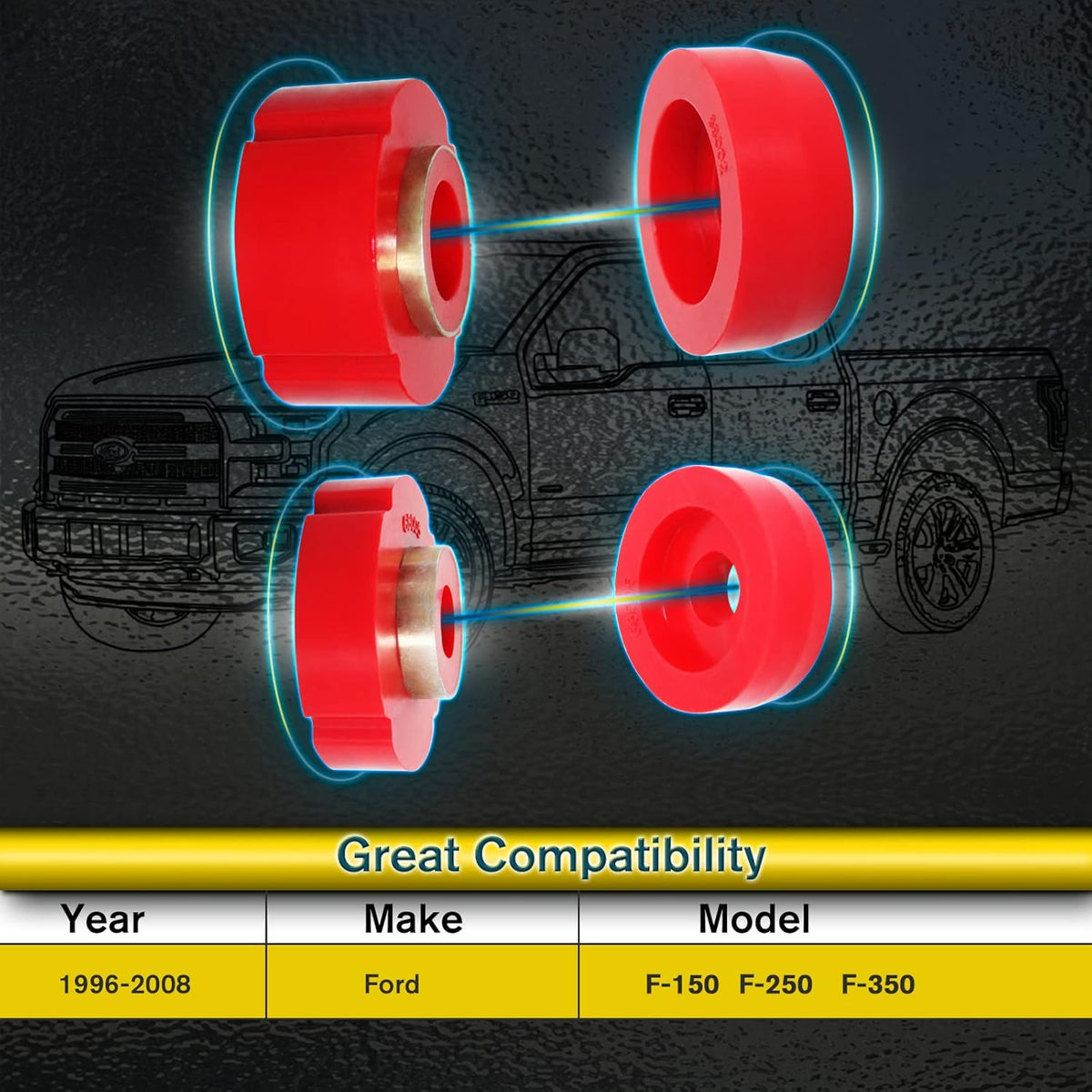 Red Polyurethane Body Mount Bushing Kit (12Pcs) Pack of 2 K376
