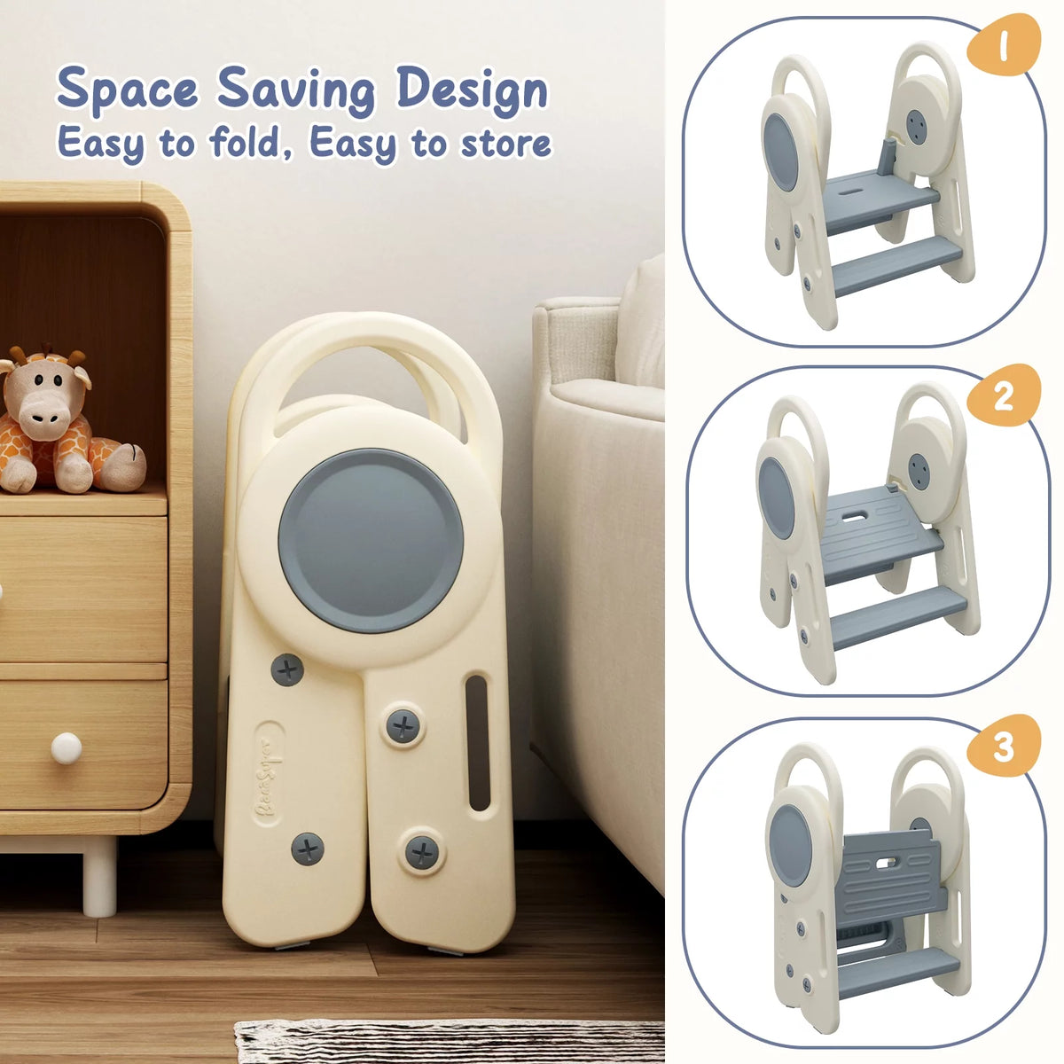 Foldable Toddler Step Stool Blue K682
