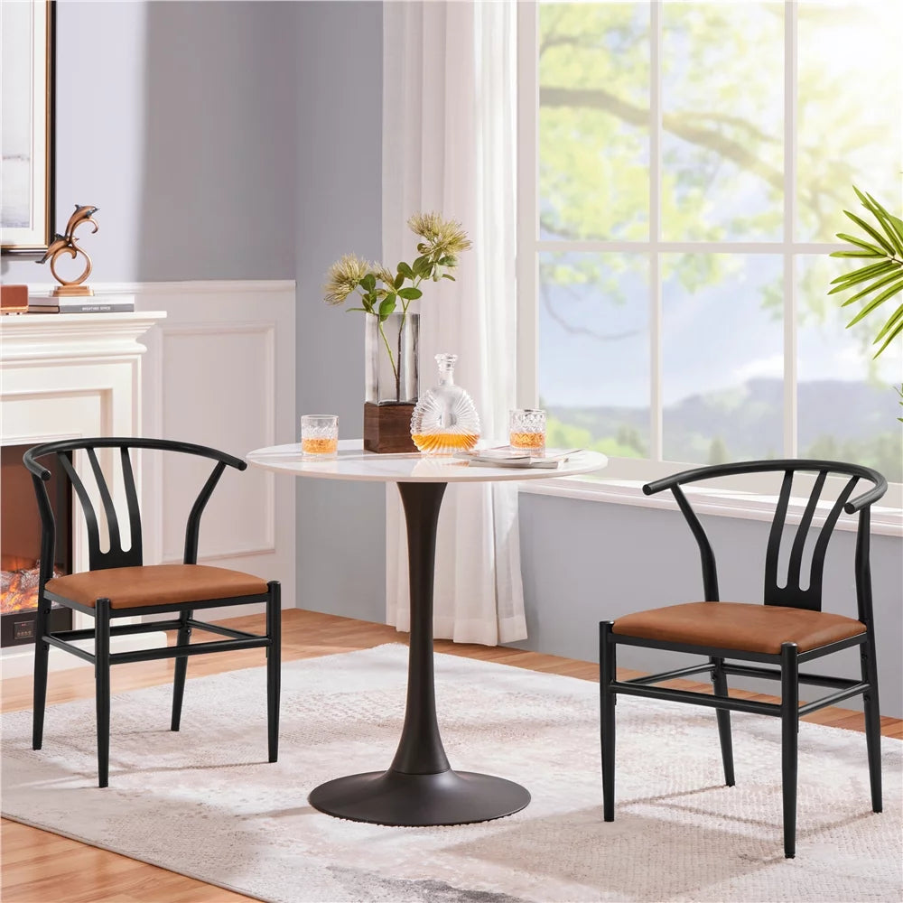 Set of 2 Brown PU Leather Dining Chair V22476