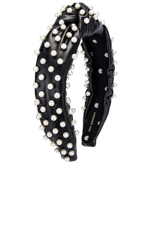 Faux Leather Pearl Knotted Headband O629