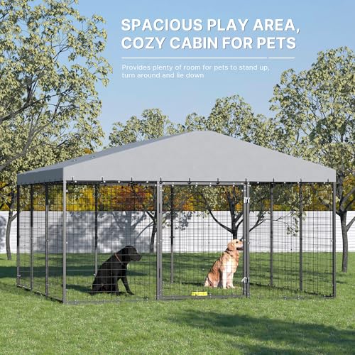 Large Outdoor Dog Cage with Weatherproof Cover K316025