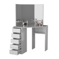 Corner Makeup Vanity Desk with 3 Mirrors and 5 Drawers A50643