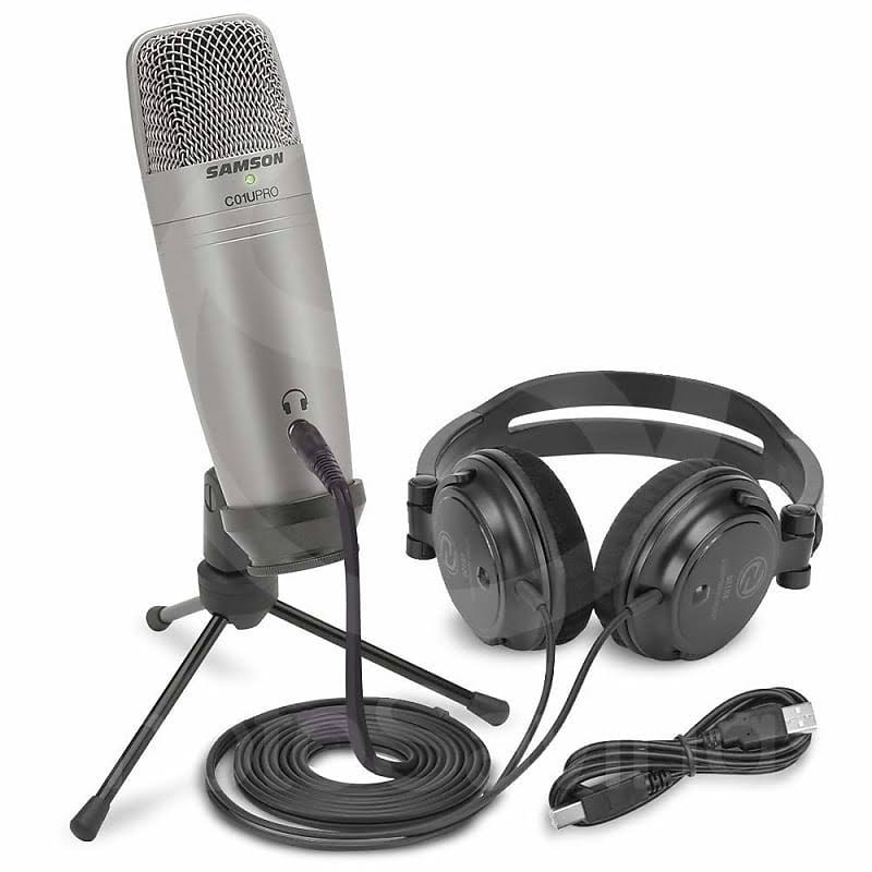 Silver USB Studio Microphone with Headphones and Software G7596