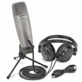 Silver USB Studio Microphone with Headphones and Software G7596