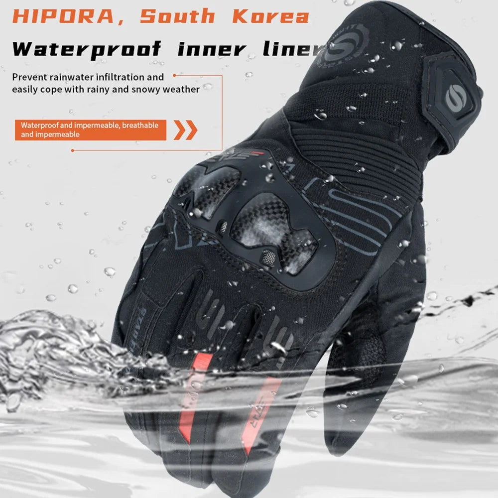 Vintage Leather Two-Finger Touchscreen Motorcycle Gloves E8050
