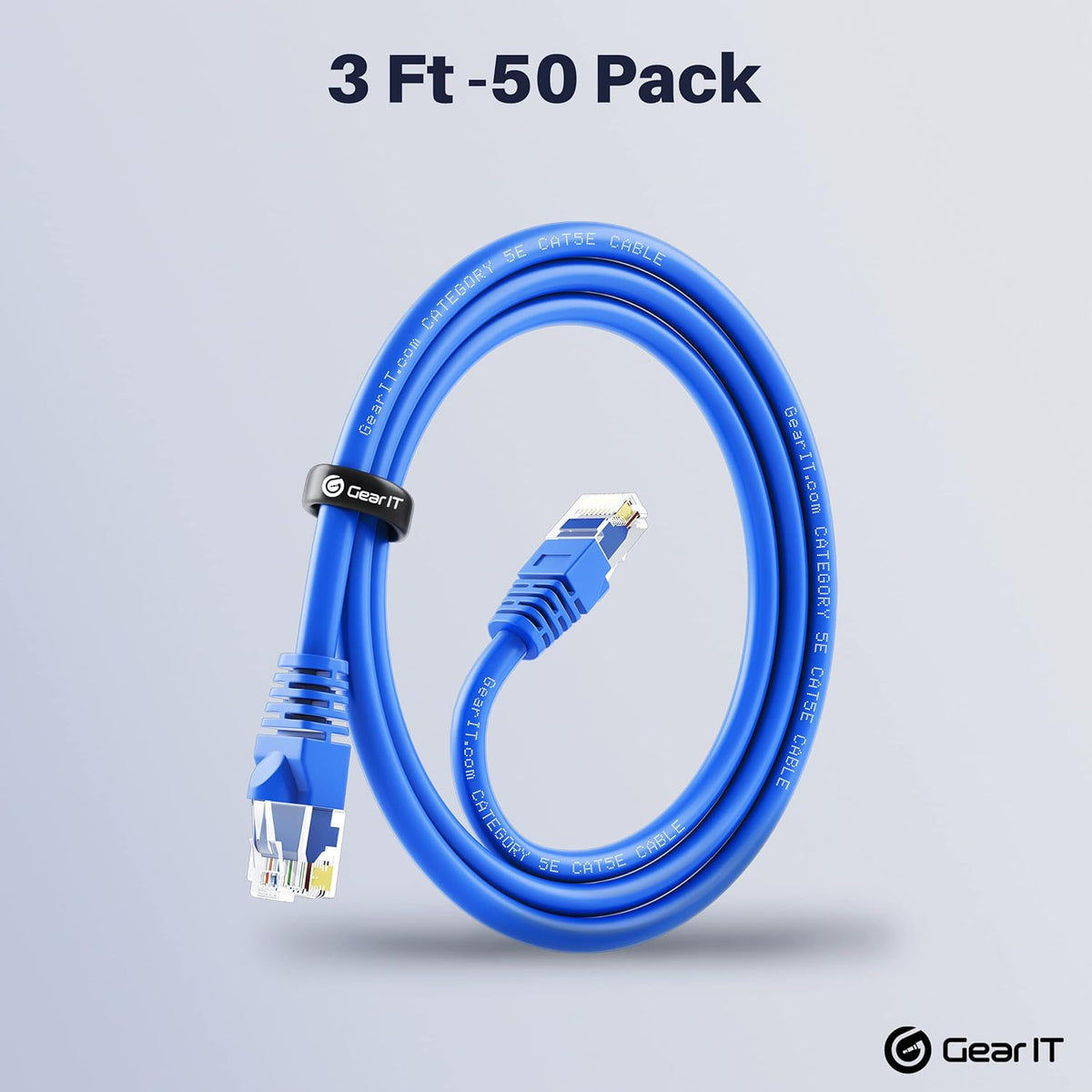 Blue 50-Pack Cat5e Ethernet Patch Cable 3 Feet RJ45 LAN Network Cord T177