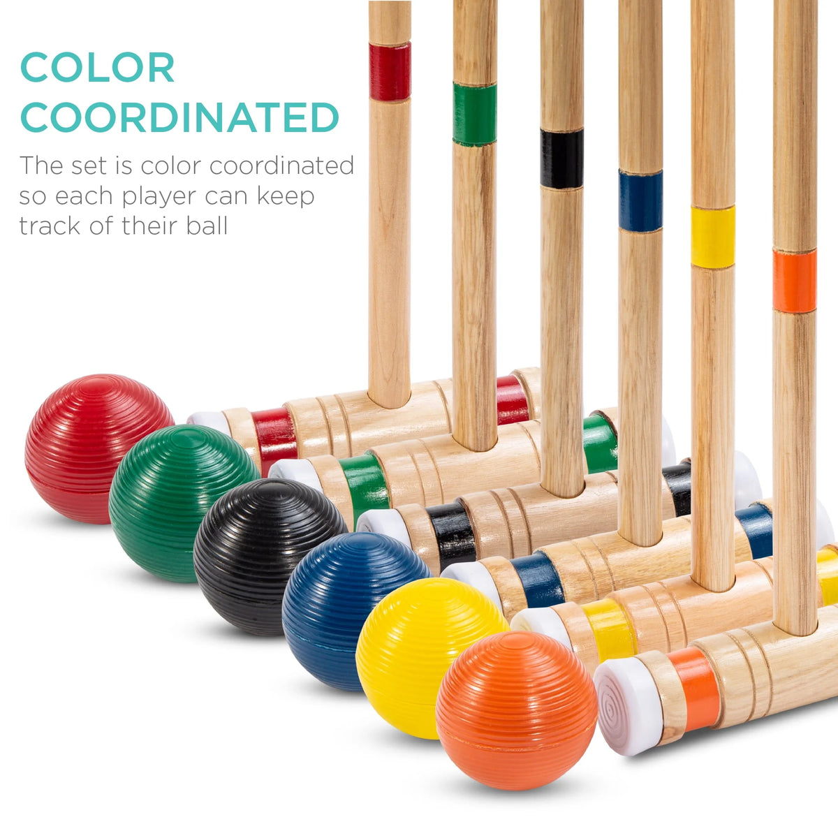 6-Player 32in Wood Croquet Set with Carrying Bag M7530
