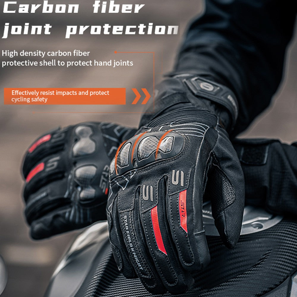 Vintage Leather Two-Finger Touchscreen Motorcycle Gloves E8050