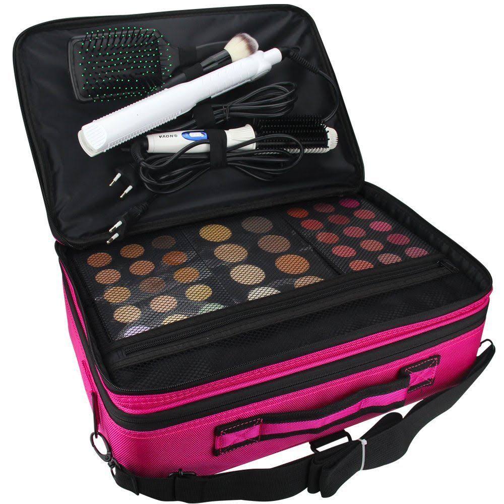 3 Layer Makeup Train Case Cosmetic Organizer Storage Brush Box P658360