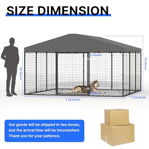 Large Outdoor Dog Cage with Weatherproof Cover K316025