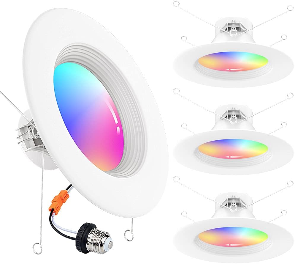 6 inch Dimmable RGBCW 15W 4-Pack LED Recessed Downlights A916412