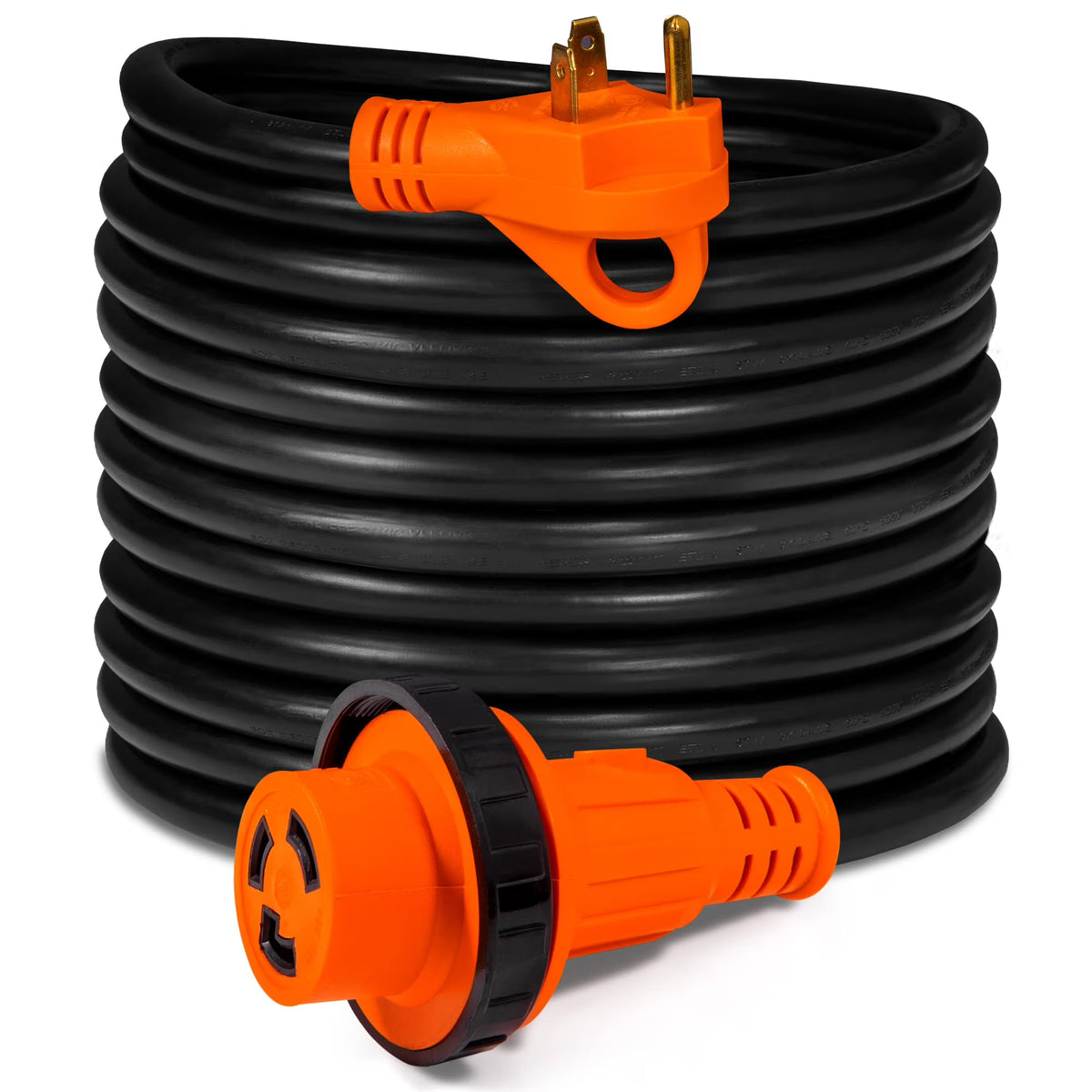 50 Feet 30A RV Power Extension Cord, Heavy Duty 10/3 Gauge STW Copper Wires, Twist Lock, LED Indicator, ETL Listed G604