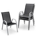 Set of 4 Black Stackable Patio Dining Chairs D279