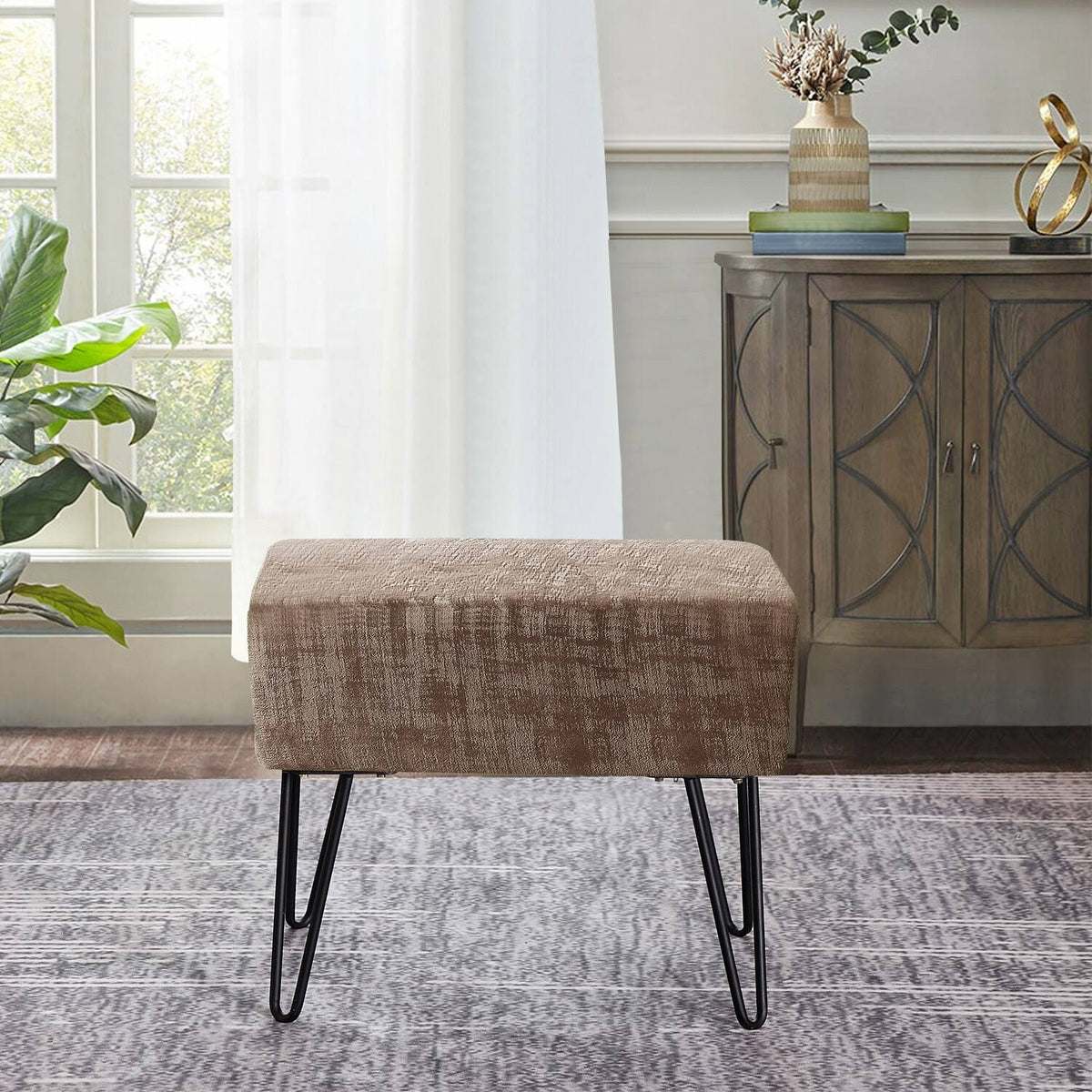 Textured Velvet Ottoman X225728