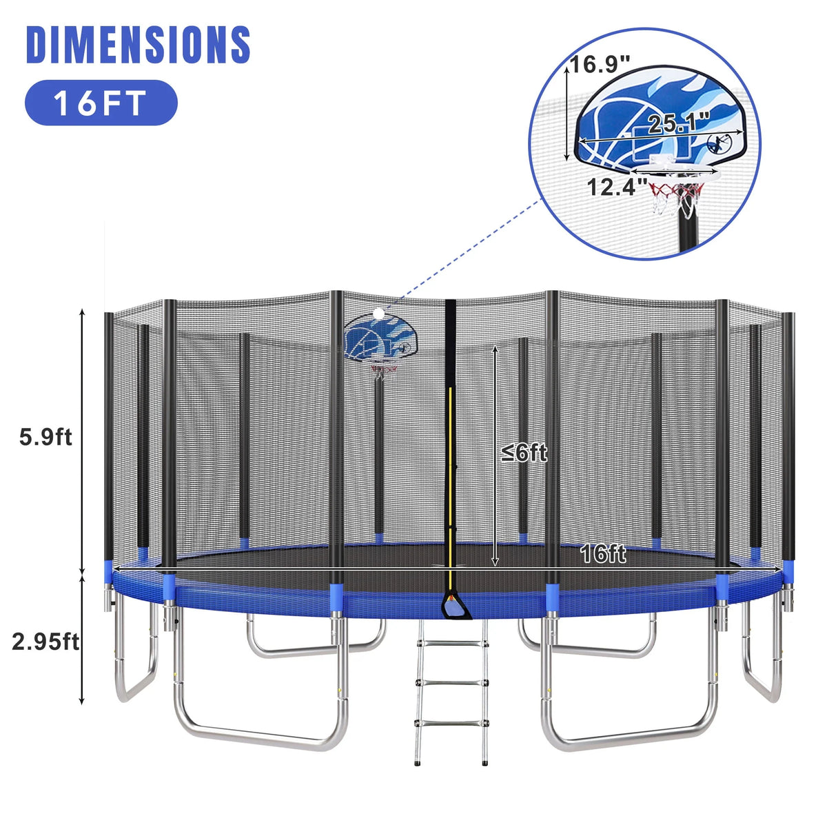 14FT Trampoline with Enclosure and Ladder V443248